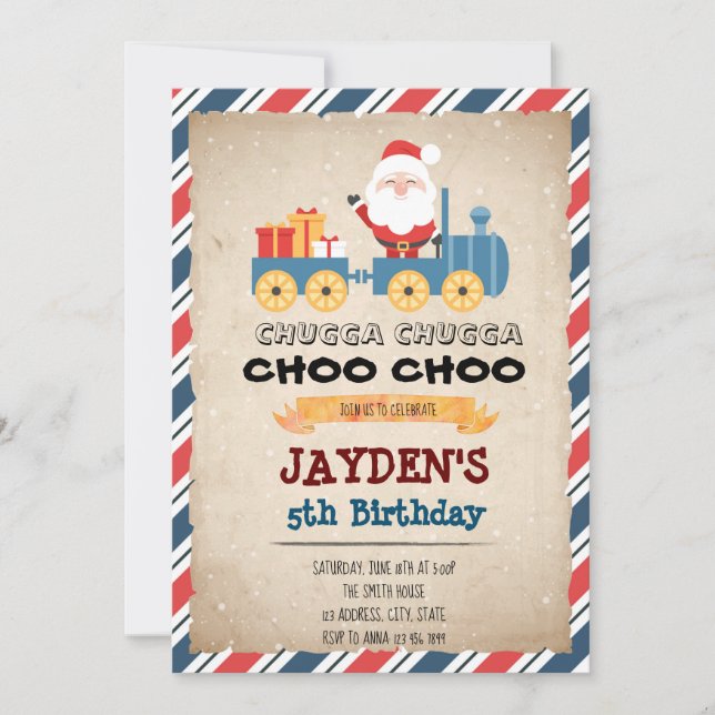 Christmas train party invitation (Front)