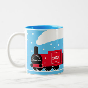 Christmas train railway gift Two-Tone coffee mug