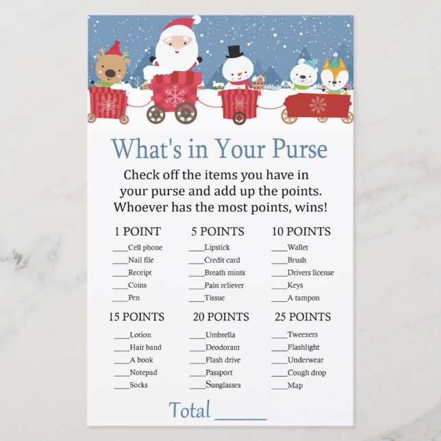 Christmas train What's in your purse game (Front)
