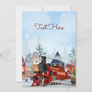 Christmas train winter holiday card