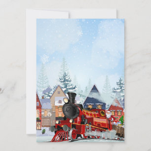 Christmas train winter  holiday card