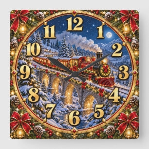 Christmas Train Winter Wonderland Clock