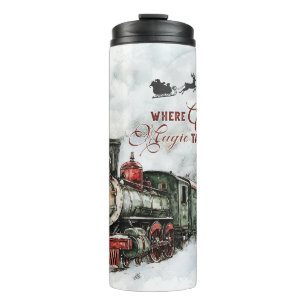 Christmas Train with Santa’s Sleigh Thermal Tumbler