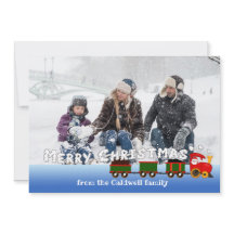 Christmas Train with Smoke Greeting Photo Card