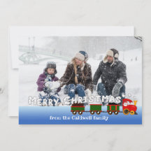 Christmas Train with Smoke Greeting Photo Card