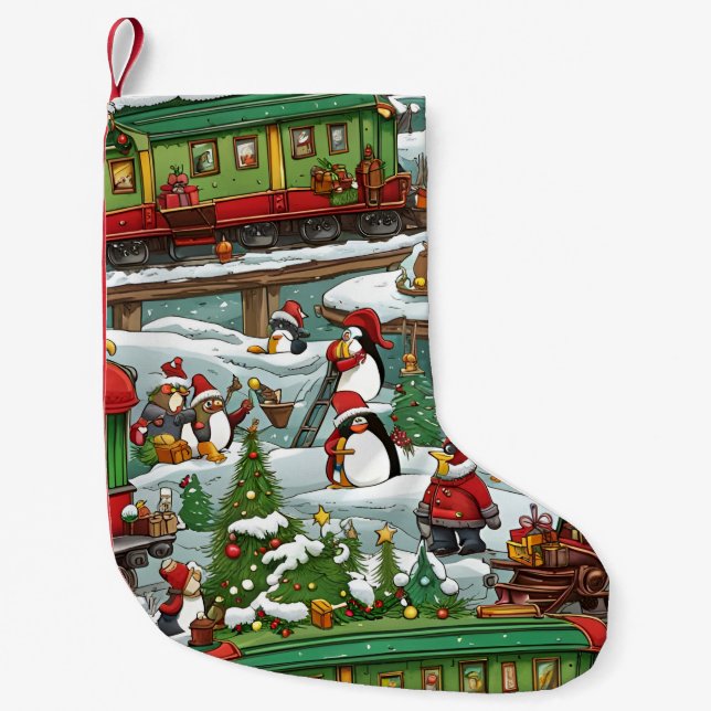 Christmas trains small christmas stocking (Front)