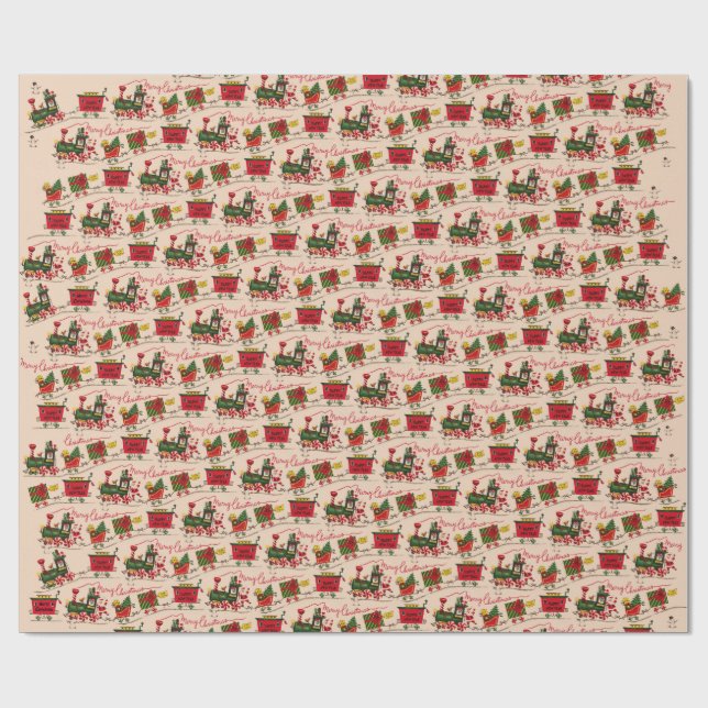 Christmas Trains Wrapping Paper (Flat)