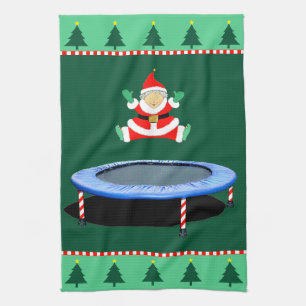 Christmas Trampoline Mrs. Claus Tea Towel