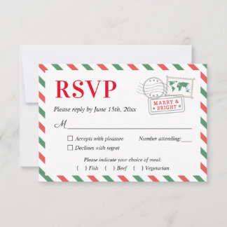 Christmas Travel Wedding Party RSVP Card Postcard