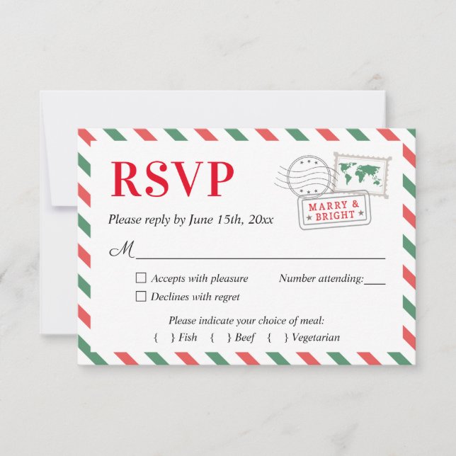 Christmas Travel Wedding Party RSVP Card Postcard (Front)