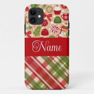 Christmas treats and plaid personalised design iPhone 11 case
