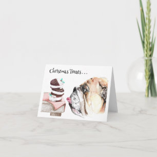 Christmas Treats, Bulldog and Christmas cookies Note Card