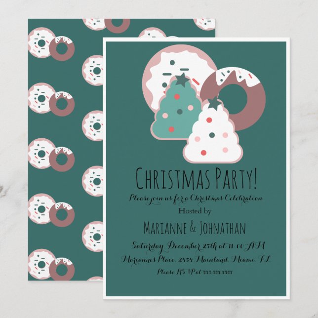 Christmas Treats Doughnut Sprinkles Holiday Theme Invitation (Front/Back)