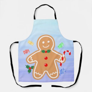 Christmas Treats Gingerbread Man Candy Cane Apron