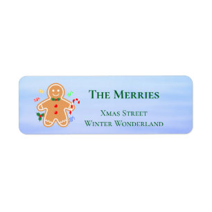 Christmas Treats Gingerbread Man Candy Cane Return Address Label