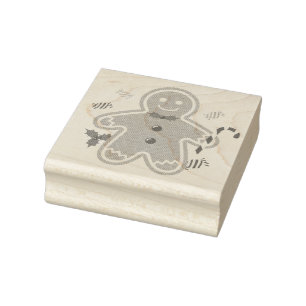 Christmas Treats Gingerbread Man Candy Cane Rubber Stamp