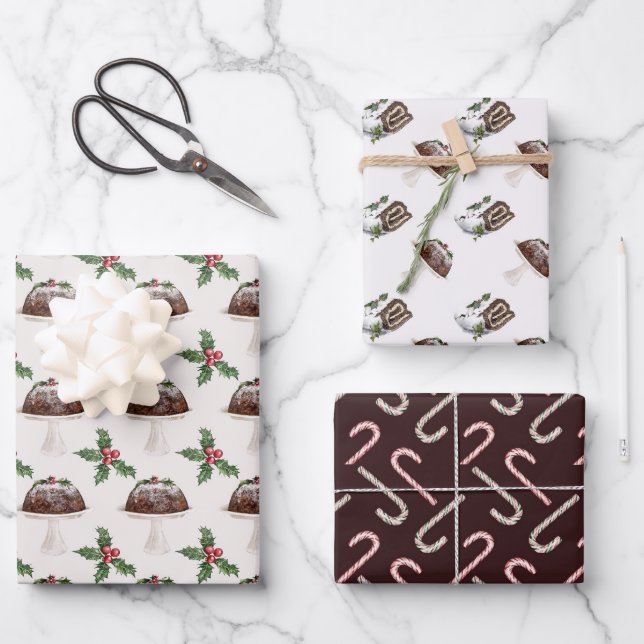 Christmas Treats  Pattern Wrapping Paper Sheet (Front)