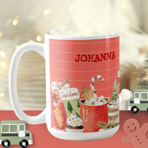 Christmas Treats Pink Watercolor Girly Cute Coffee Mug