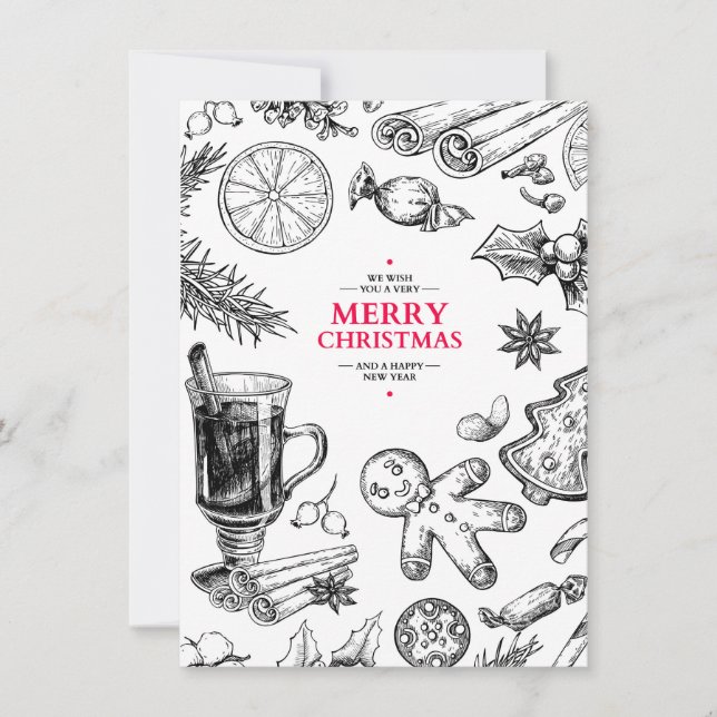 Christmas treats vintage drawing. Xmas holiday (Front)