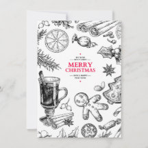 Christmas treats vintage drawing. Xmas holiday