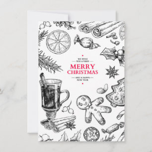 Christmas treats vintage drawing. Xmas holiday