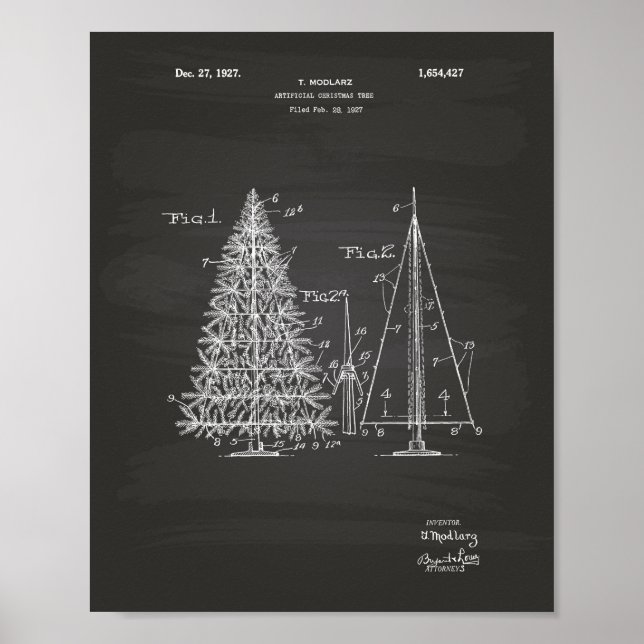 Christmas Tree 1927 Patent Art Chalkboard Poster (Front)