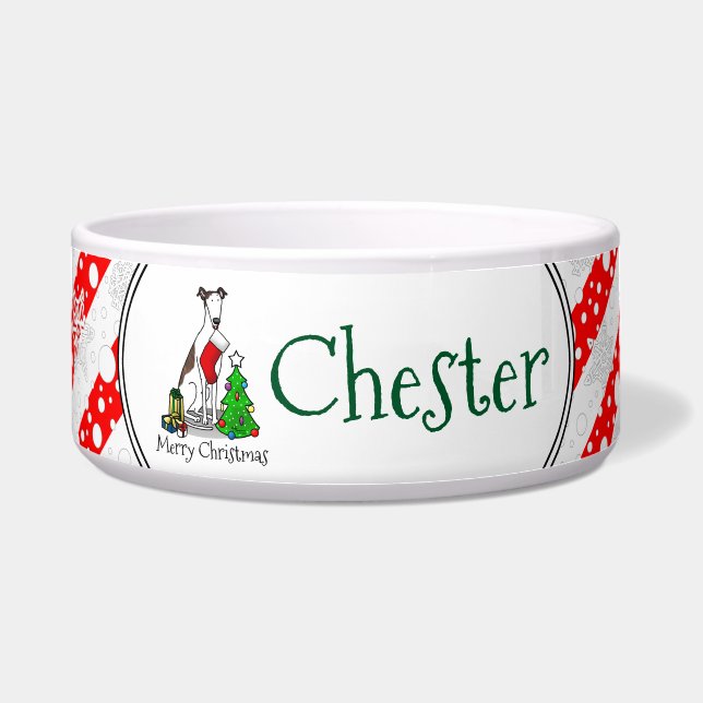 Christmas Tree 2 Greyhound (brindle white) Dog Fun (Front)