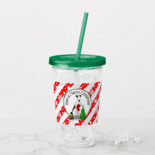 Christmas Tree 2 Greyhound (brindle white) Dog Fun Acrylic Tumbler