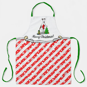 Christmas Tree 2 Greyhound (brindle white) Dog Fun Apron