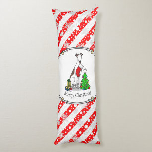 Christmas Tree 2 Greyhound (brindle white) Dog Fun Body Cushion