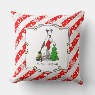 Christmas Tree 2 Greyhound (brindle white) Dog Fun Cushion