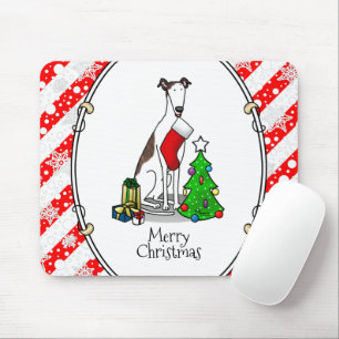 Christmas Tree 2 Greyhound (brindle white) Dog Fun Mouse Pad