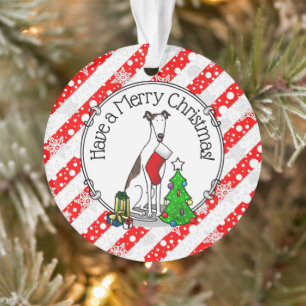 Christmas Tree 2 Greyhound (brindle white) Dog Fun Ornament
