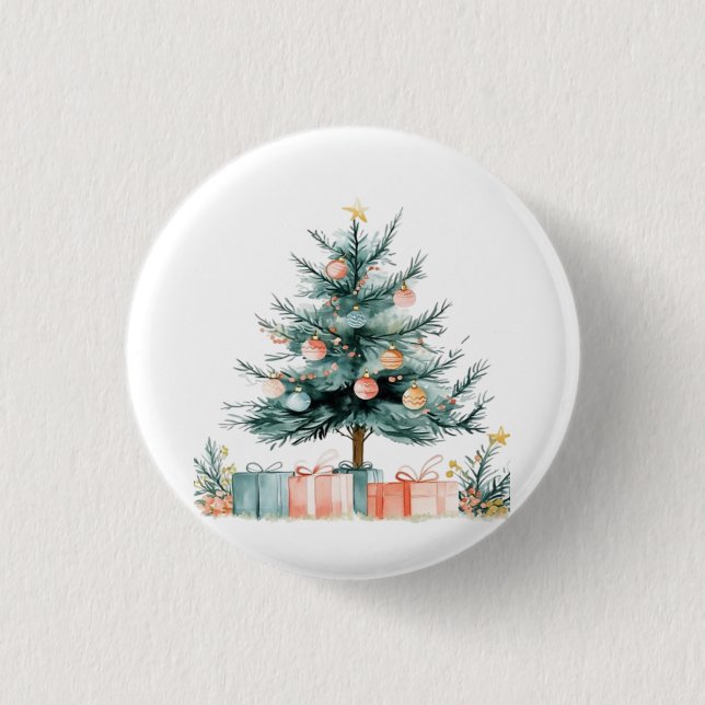 Christmas tree  3 cm round badge (Front)