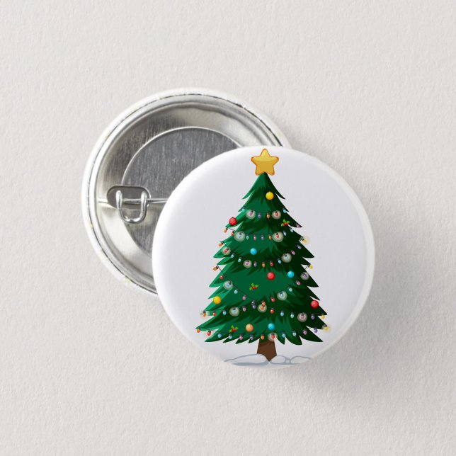 Christmas Tree  3 Cm Round Badge (Pretty Green Christmas Tree Button!)