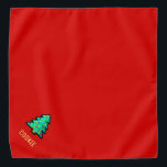 Christmas Tree 8 bit Pixel Art Red Funny Xmas Name Bandana<br><div class="desc">Cute pixel art Christmas tree with name to personalise.</div>