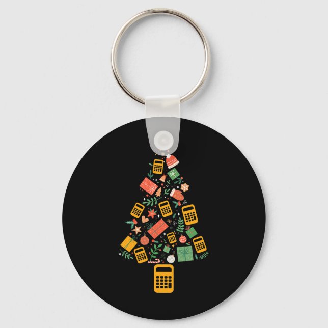 Christmas Tree Accountant Calculator Finance Chris Key Ring (Front)
