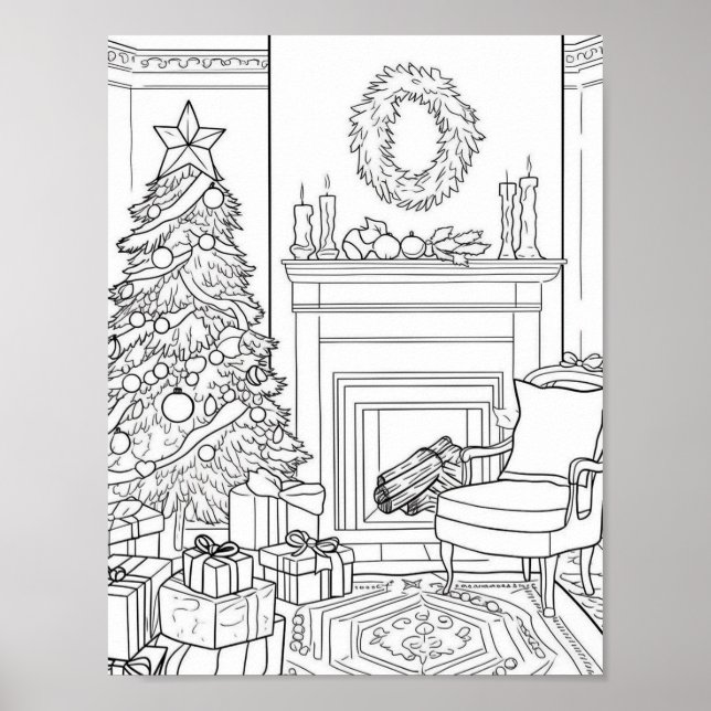 Christmas Tree Adult Colouring Poster (Front)