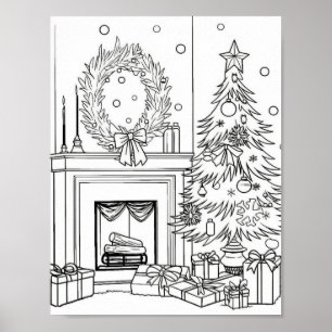 Christmas Tree Adult Colouring Poster