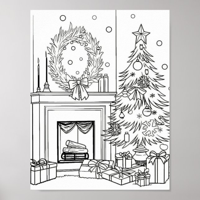 Christmas Tree Adult Colouring Poster (Front)