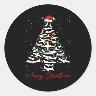 Christmas Tree Airplanes Lots Merry Christmas Men Classic Round Sticker