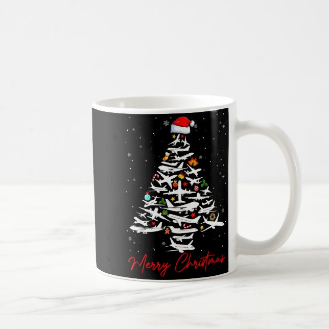 Christmas Tree Airplanes Lots Merry Christmas Men  Coffee Mug (Right)