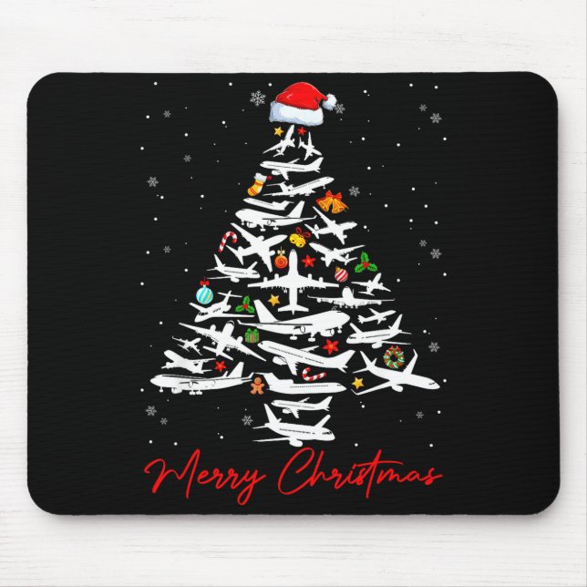 Christmas Tree Airplanes Lots Merry Christmas Men  Mouse Pad (Front)