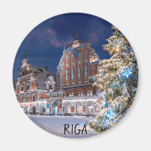 Christmas tree and Blackheads house in Riga Magnet