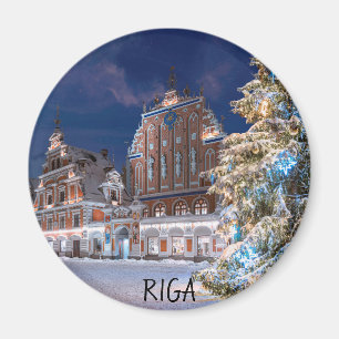 Christmas tree and Blackheads house in Riga Magnet