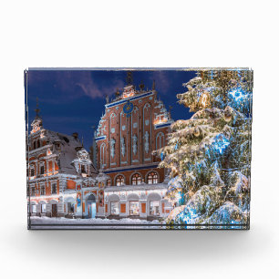 Christmas tree and Blackheads house in Riga Photo Block