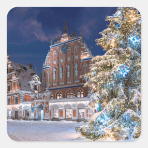 Christmas tree and Blackheads house in Riga Square Sticker