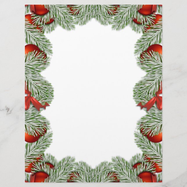 Christmas tree and bulb decoration custom letterhead (Front)