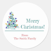 Christmas Tree and Bulbs Gift Wrapping Sticker