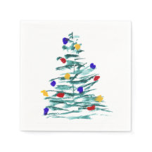 Christmas Tree and Bulbs Paper Napkin